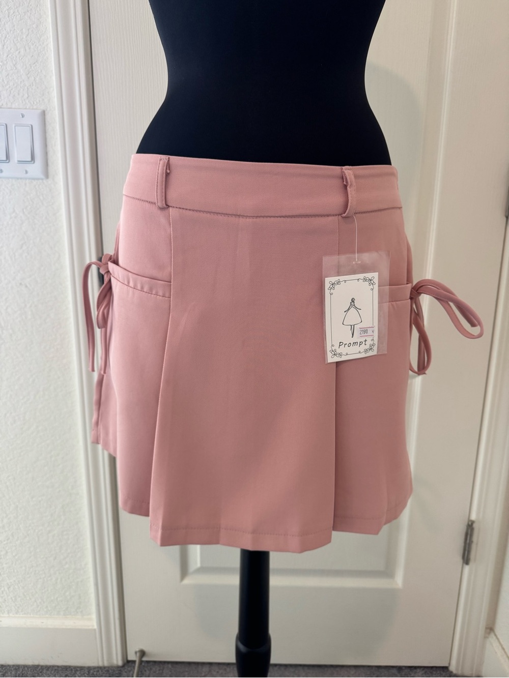Pink Skort with Side Tie Pockets